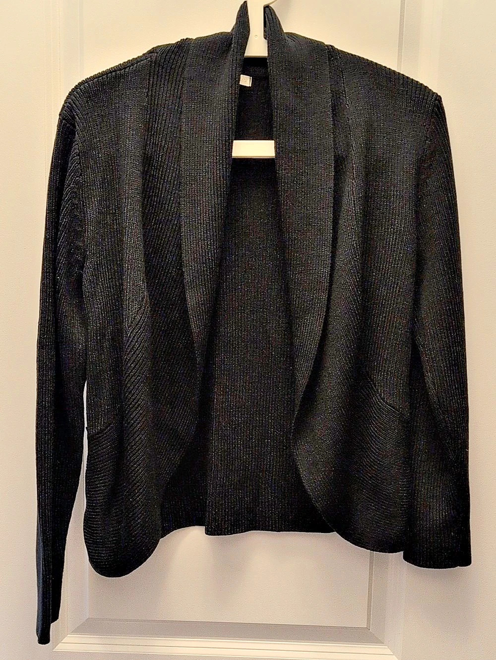 H&M Ribbed Shawl Collar Cardigan Black Size Medium